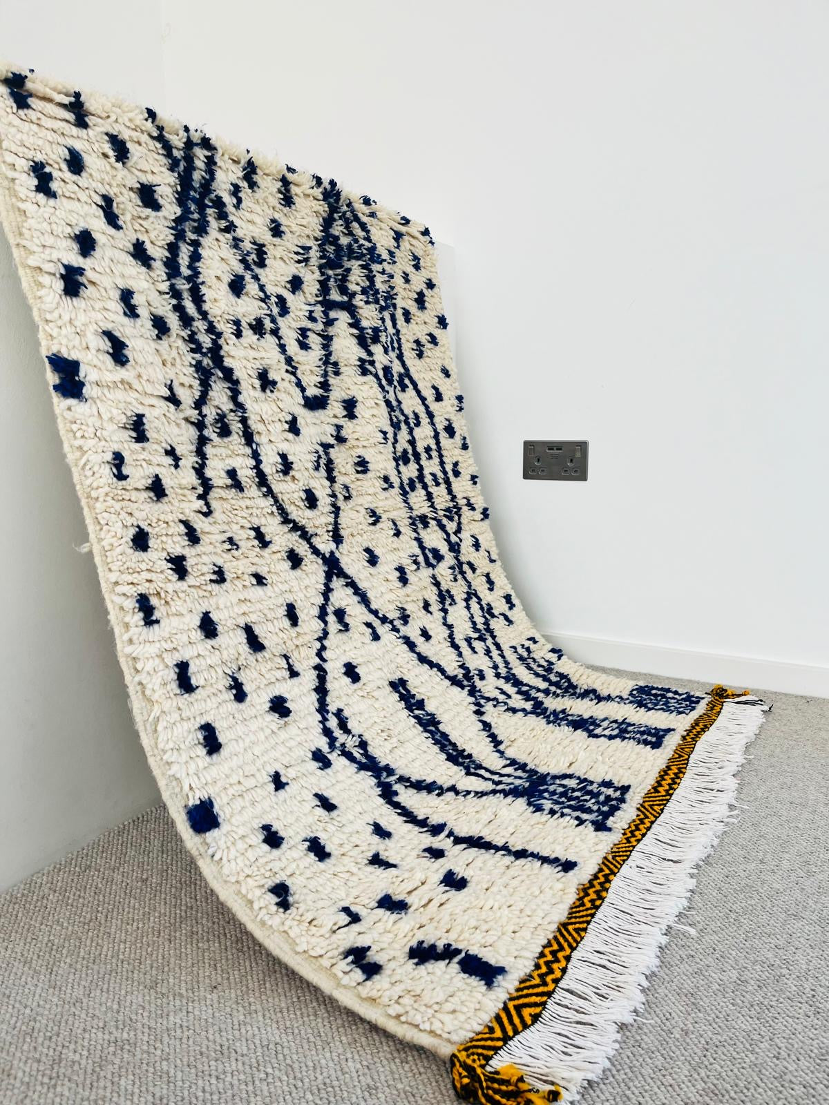 Medium Berber Rug — Rainfall in Indigo & Gold