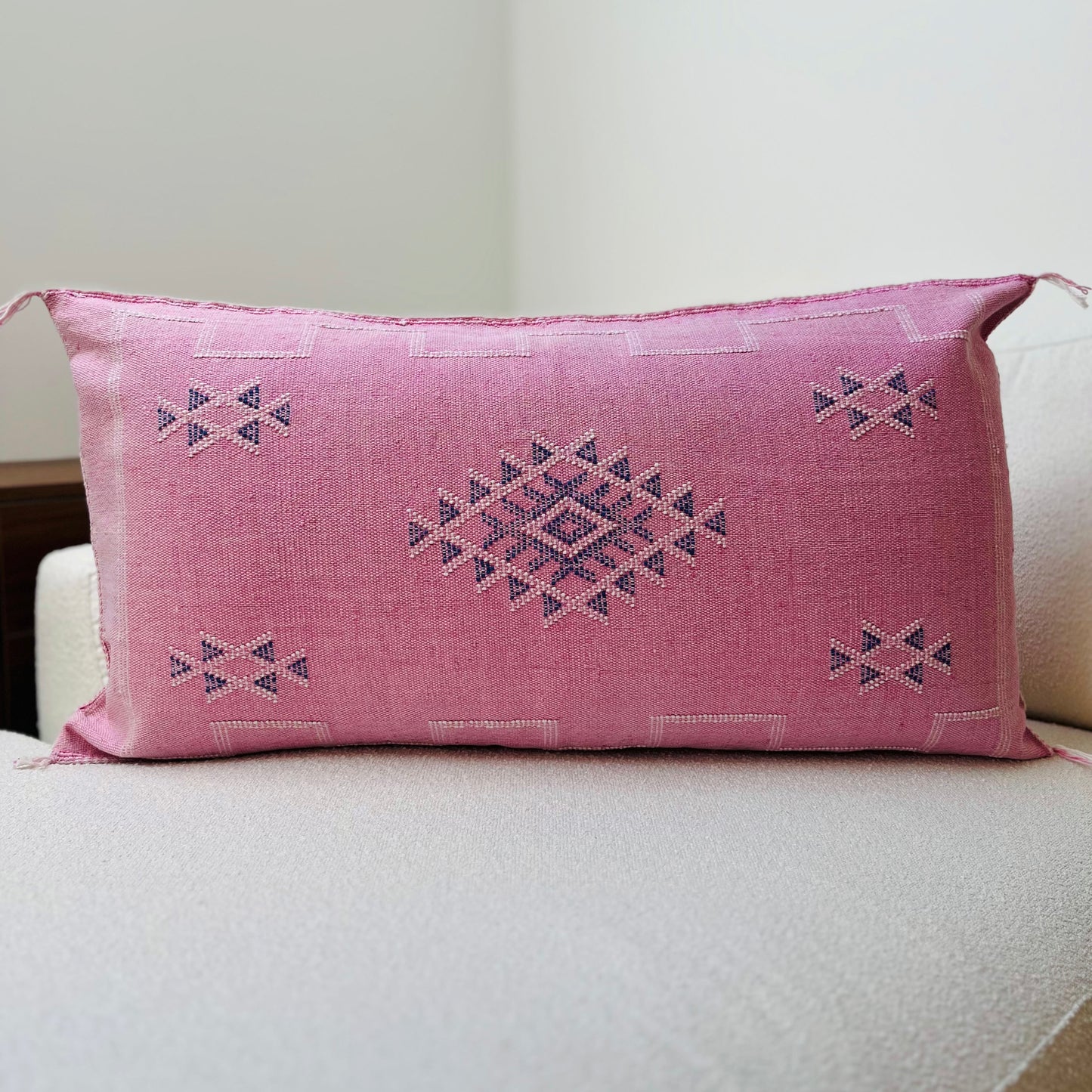 Large cactus silk cushion pink 1