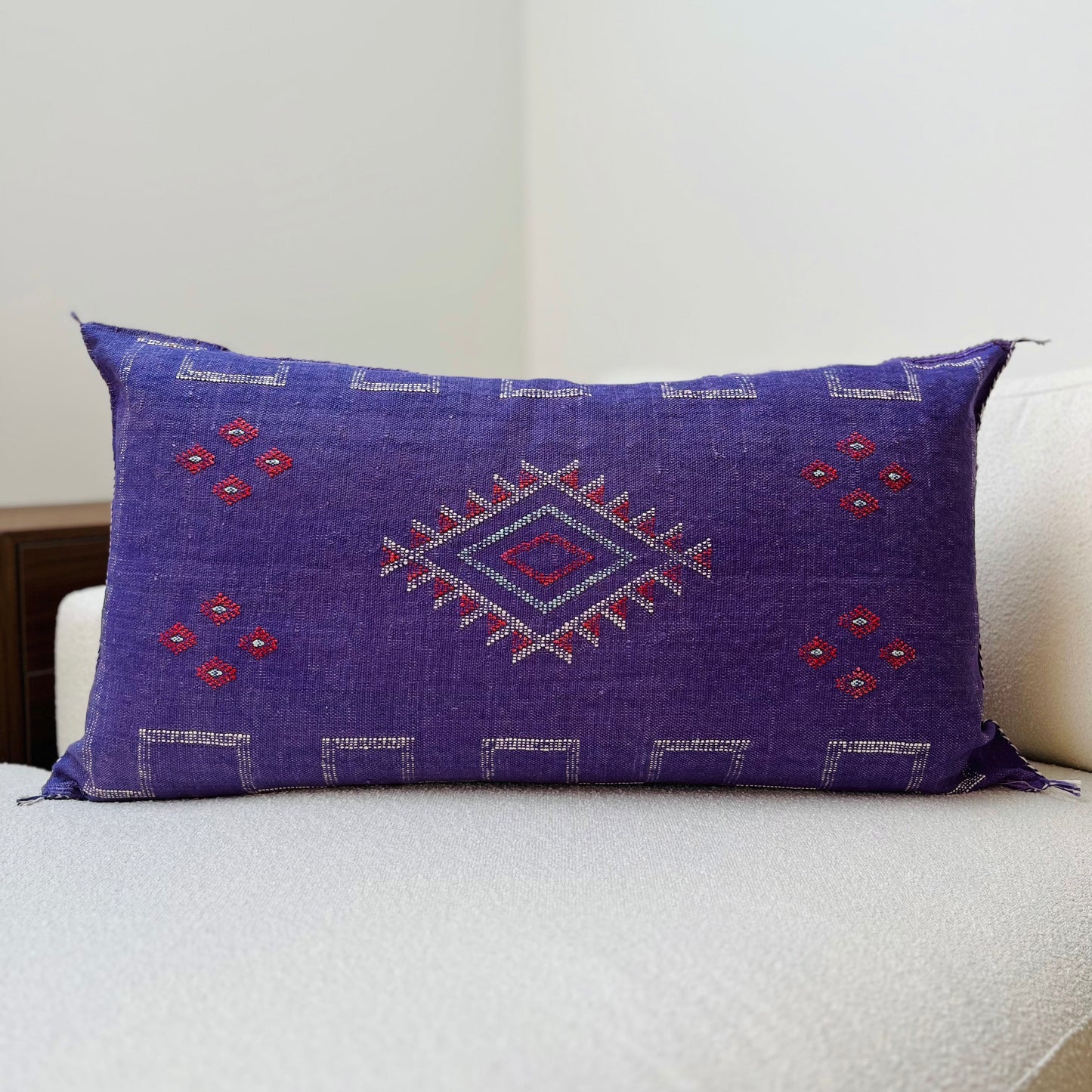 Large cactus silk cushion purple 2