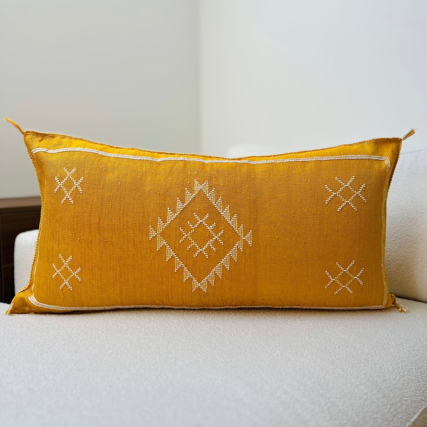 Large cactus silk cushion yellow 2