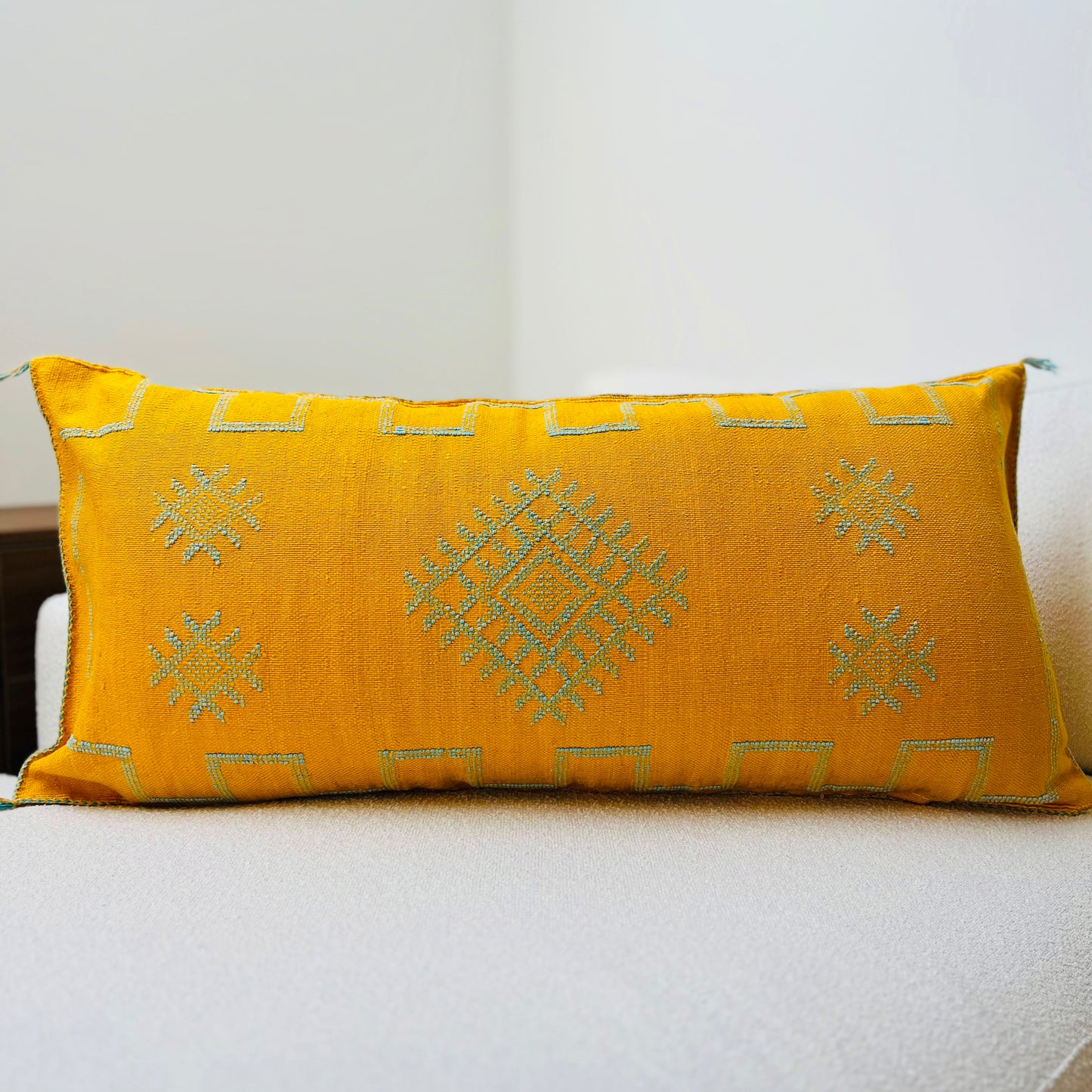 Large cactus silk cushion yellow 3
