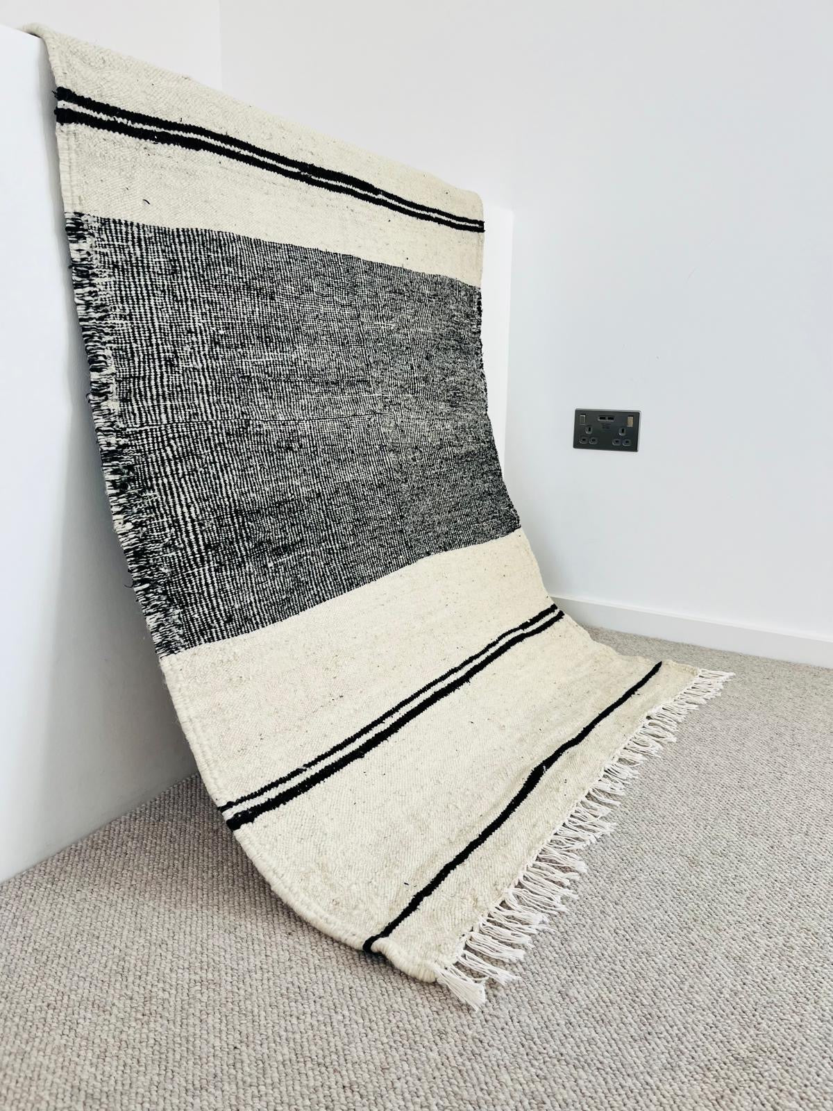 Zanafi Rug — Wide Stripe in Natural & Charcoal