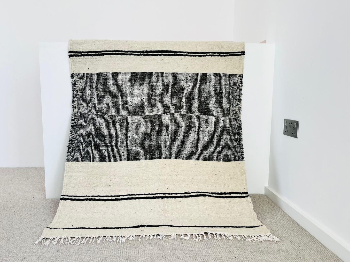 Zanafi Rug — Wide Stripe in Natural & Charcoal