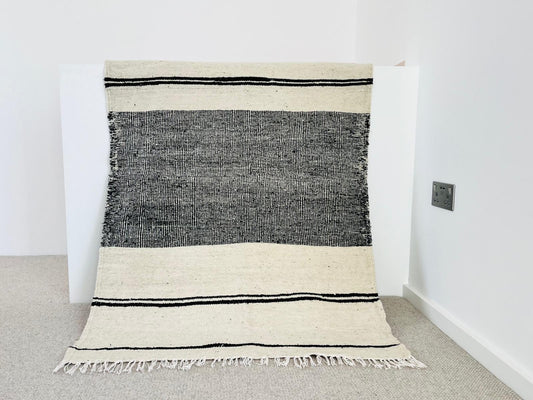 Zanafi Rug — Wide Stripe in Natural & Charcoal