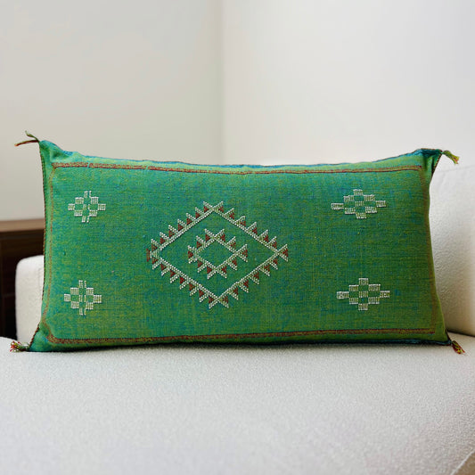 Large cactus silk cushion green 1