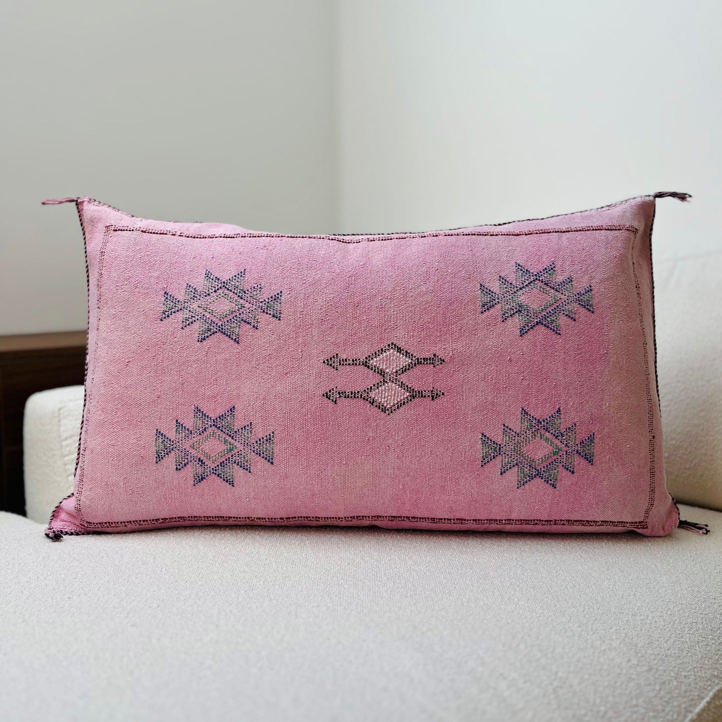 Large cactus silk cushion pink 2