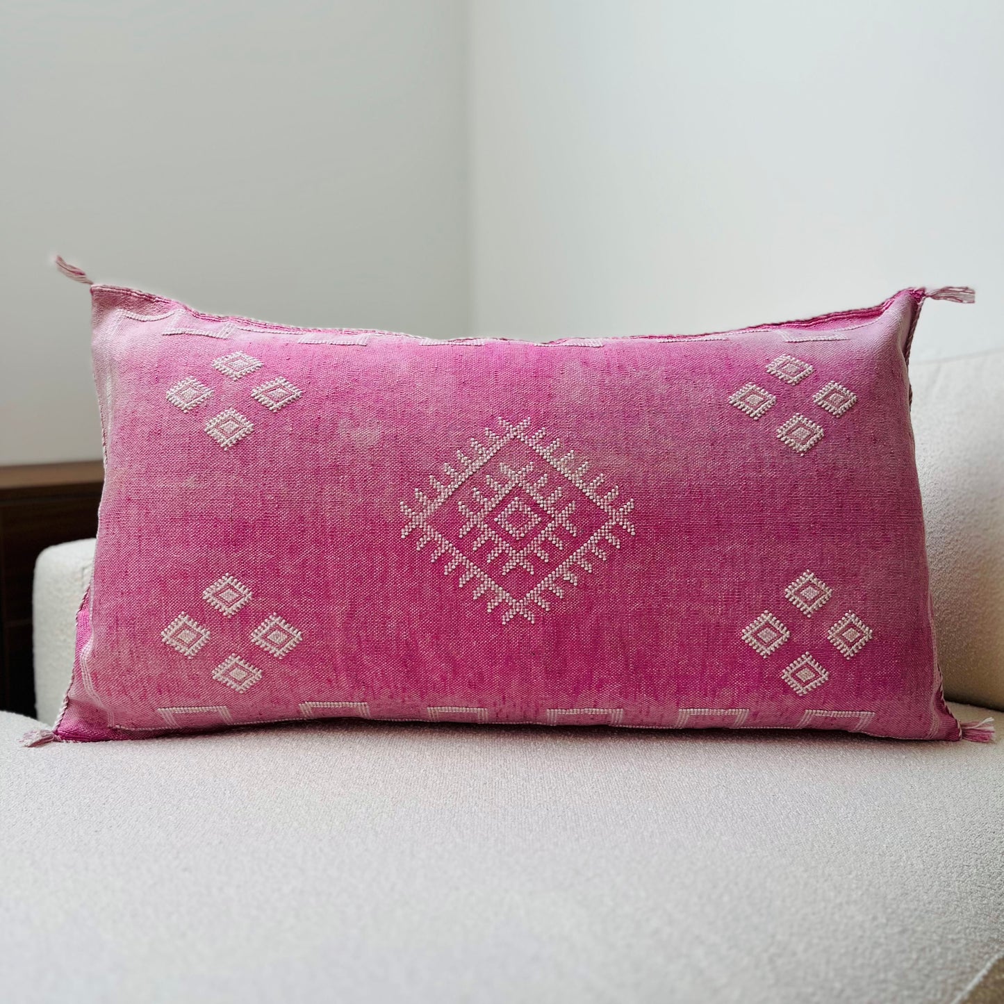 Large cactus silk cushion pink 3