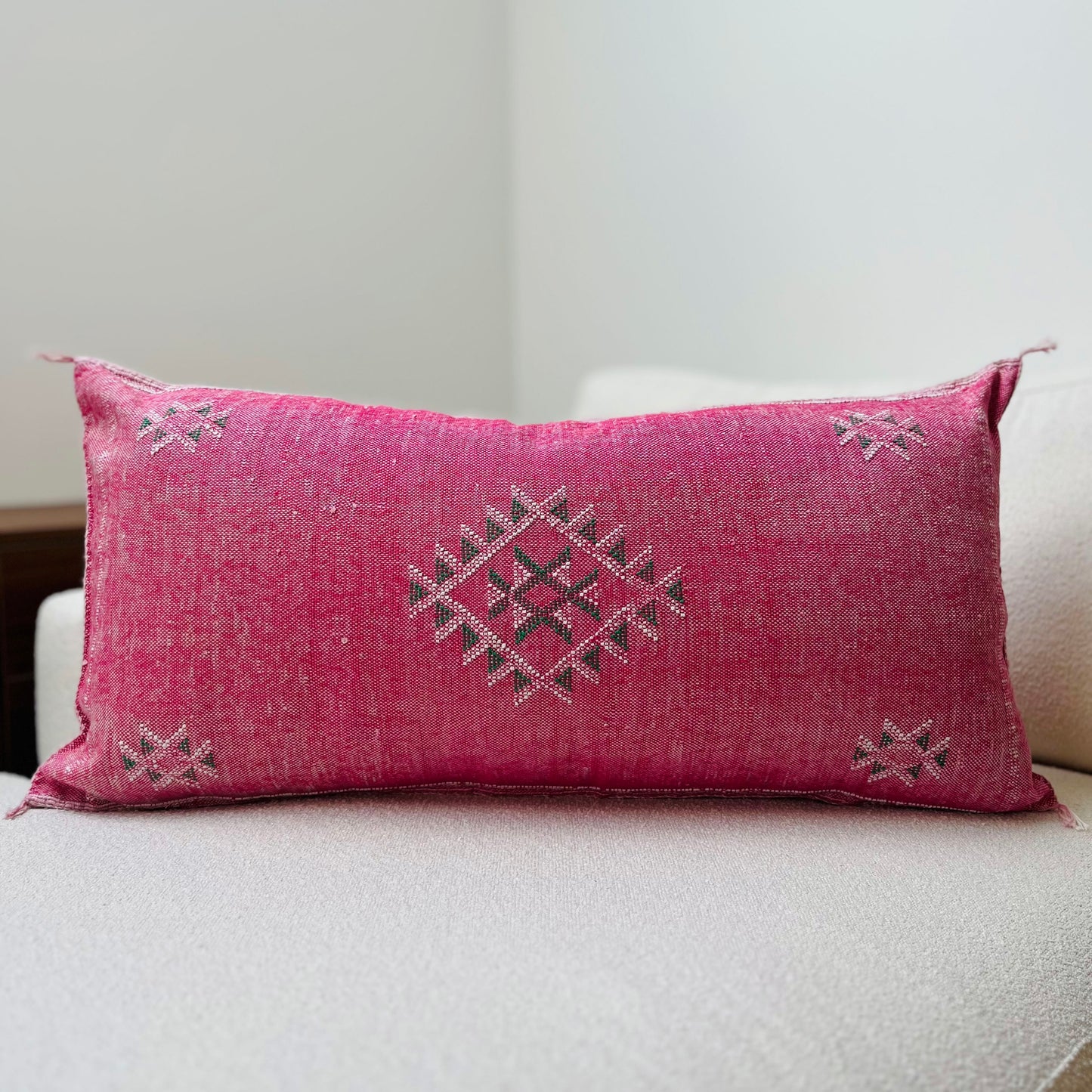 Large cactus silk cushion pink 4