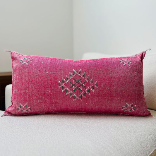 Large cactus silk cushion pink 4