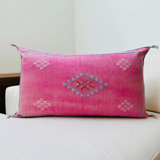 Large cactus silk cushion pink 5
