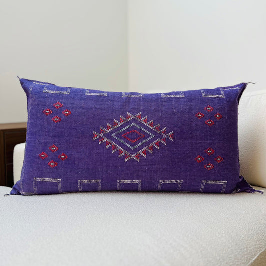 Large cactus silk cushion purple 2