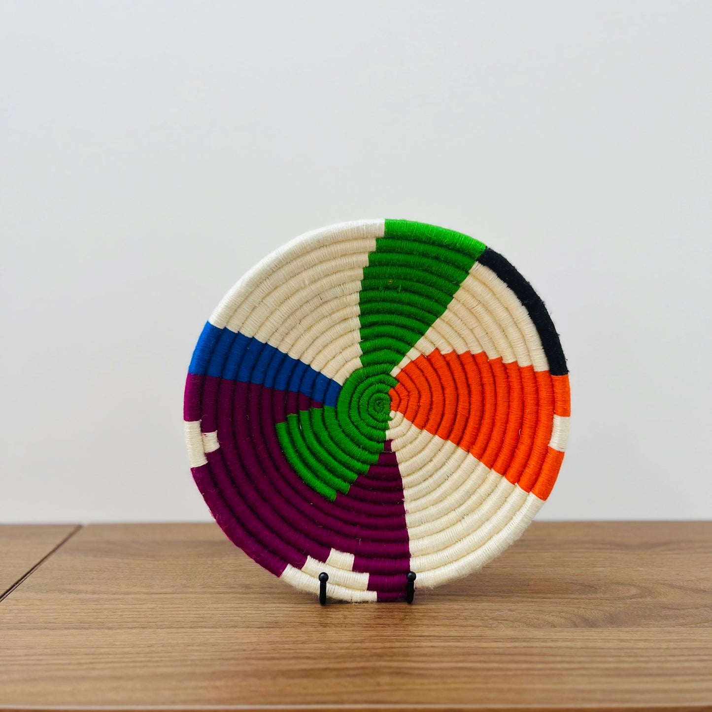 Medium Wool Bowl — Fan in Cream & Cobalt