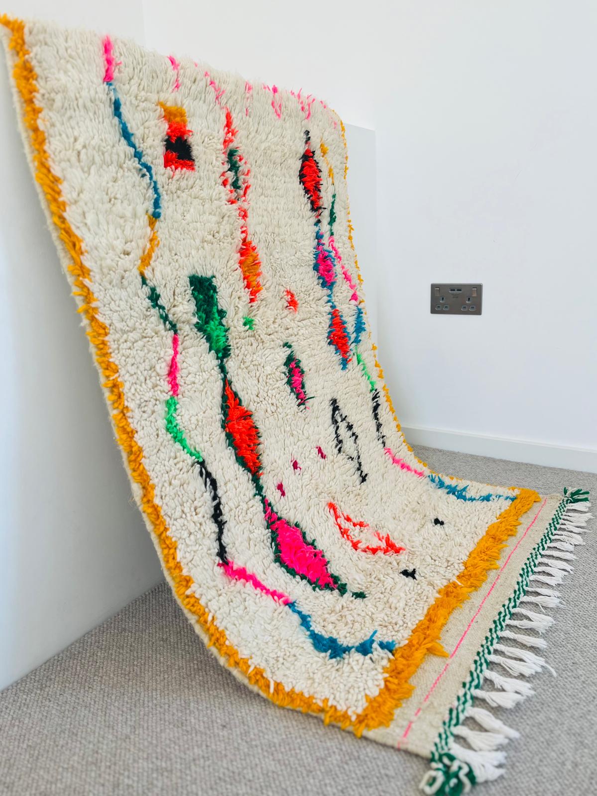 Medium Berber Rug — Carnival Diamond in Coral & Emerald