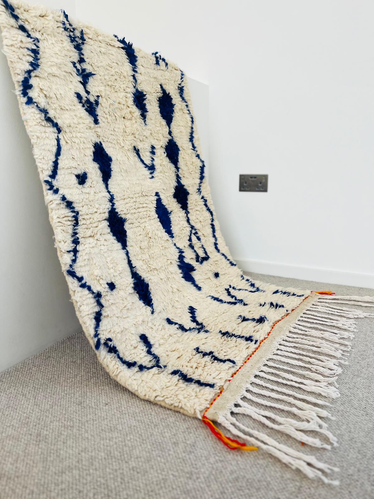 Medium Berber Rug — Twin Totems in Indigo