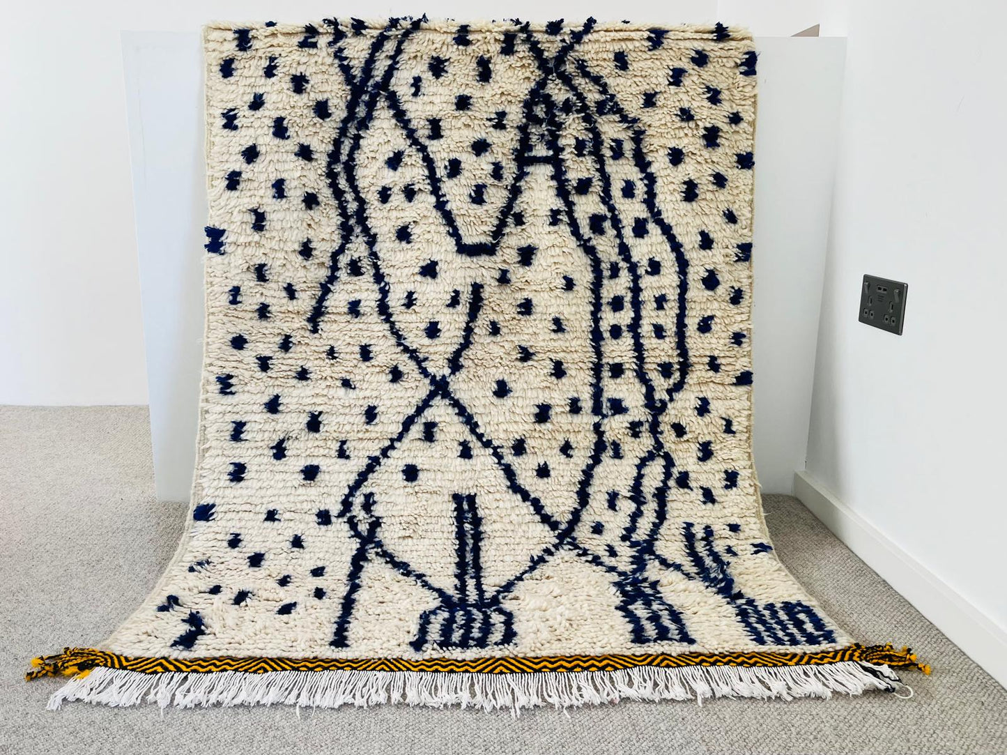 Medium Berber Rug — Rainfall in Indigo & Gold