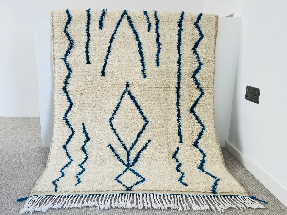Medium Berber Rug — Lightning Trail in Indigo